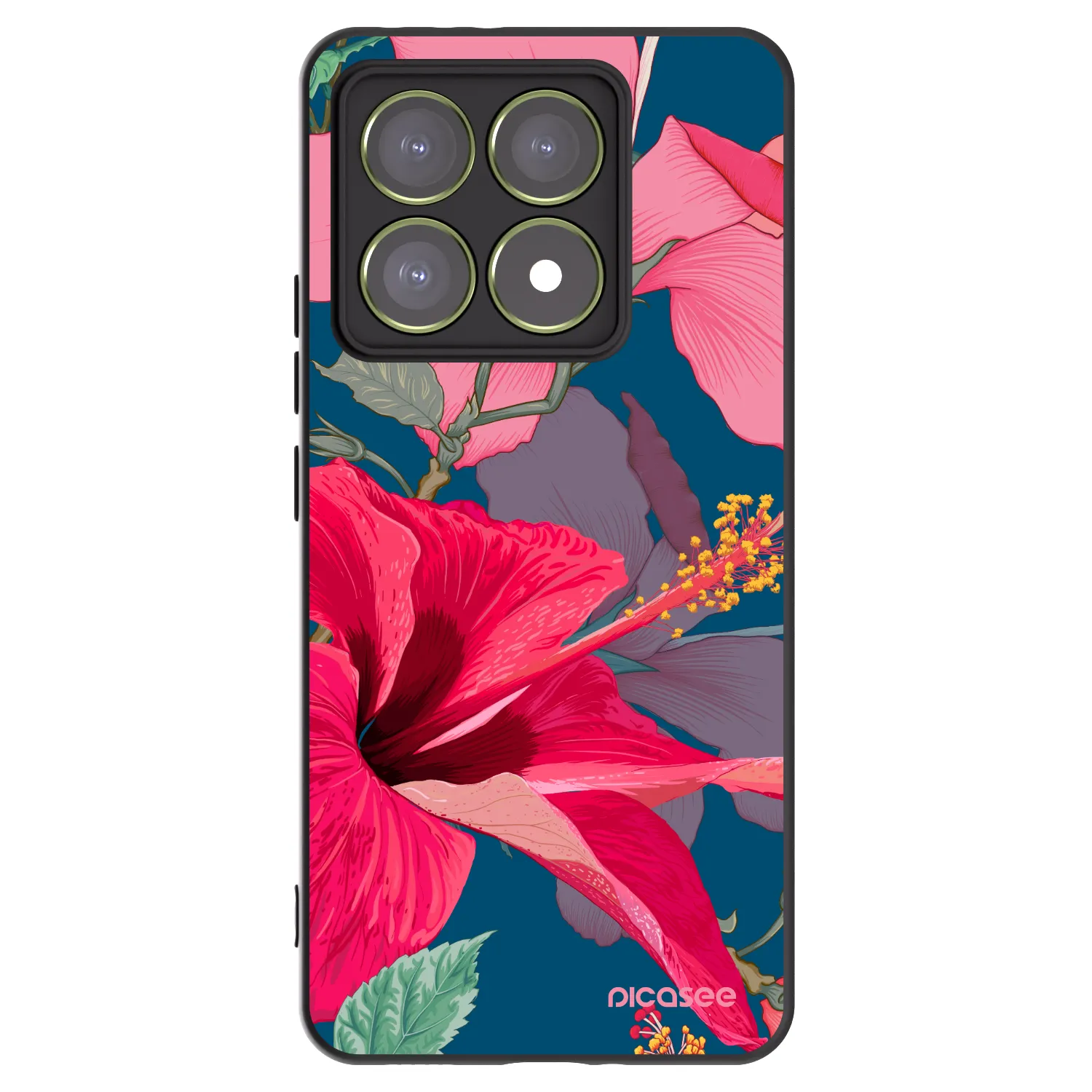 Picasee husă neagră din silicon pentru Xiaomi 14T - Hibiscus