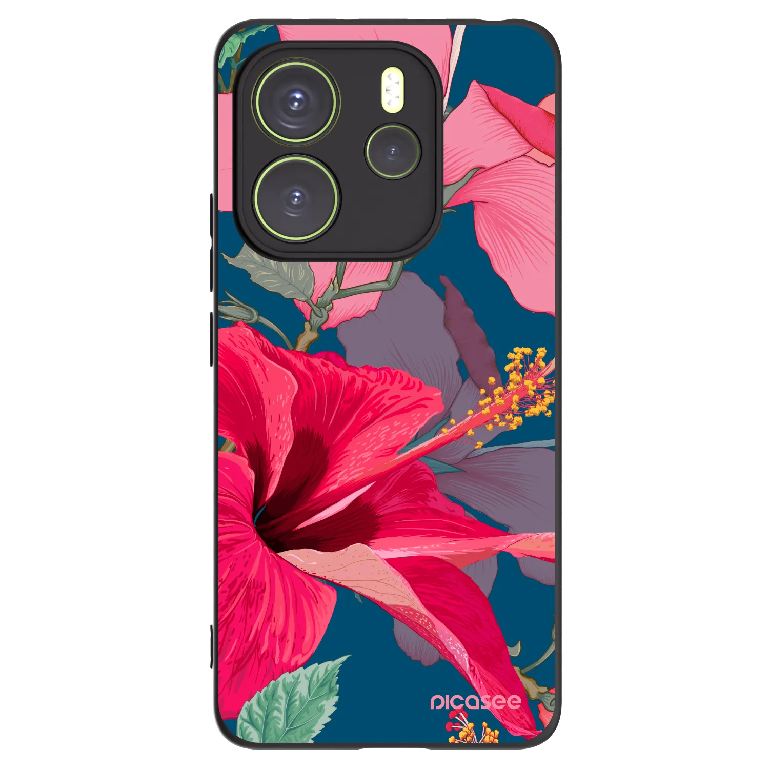 Picasee husă neagră din silicon pentru Xiaomi Redmi Note 14 4G - Hibiscus