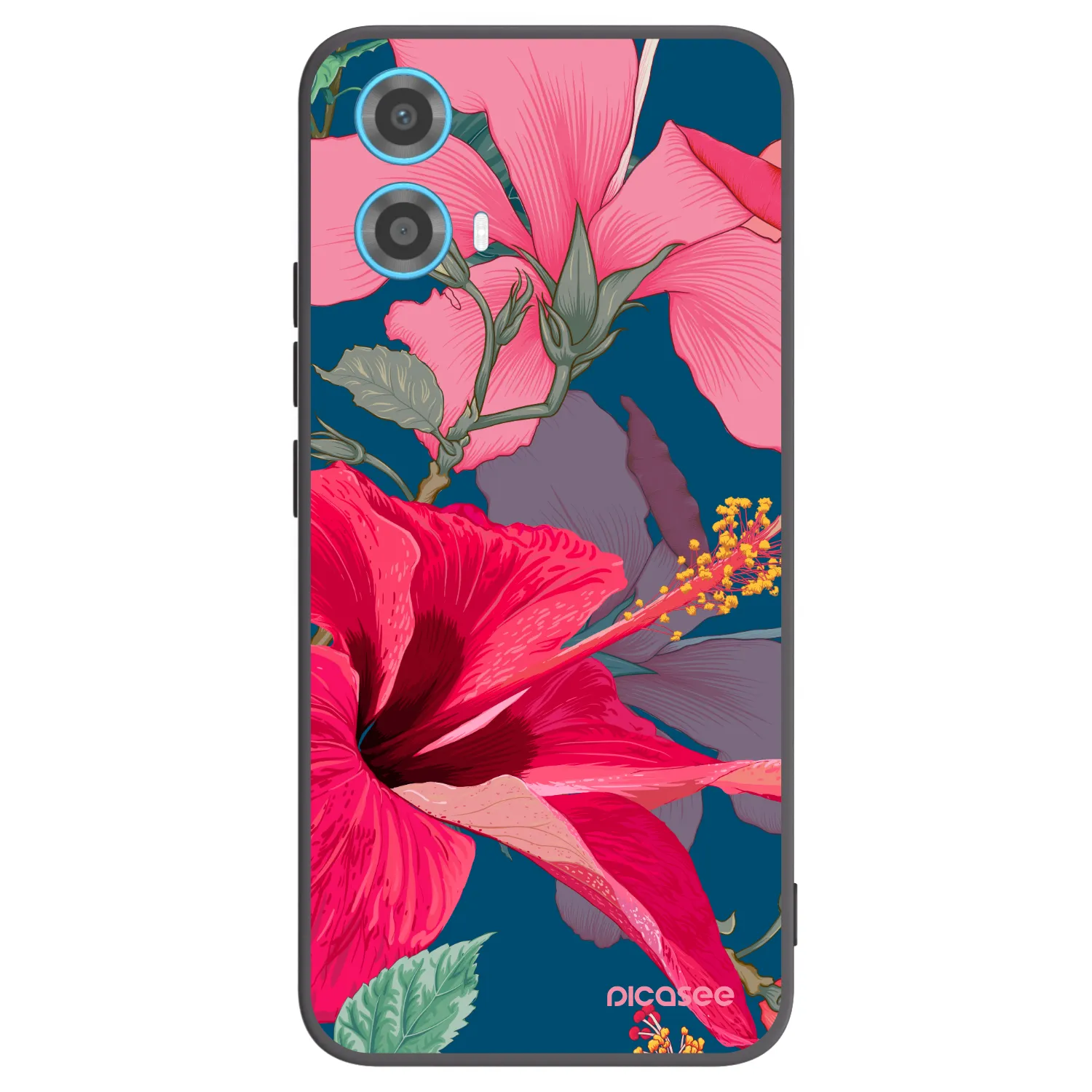 Picasee husă neagră din silicon pentru Motorola Moto G34 5G - Hibiscus