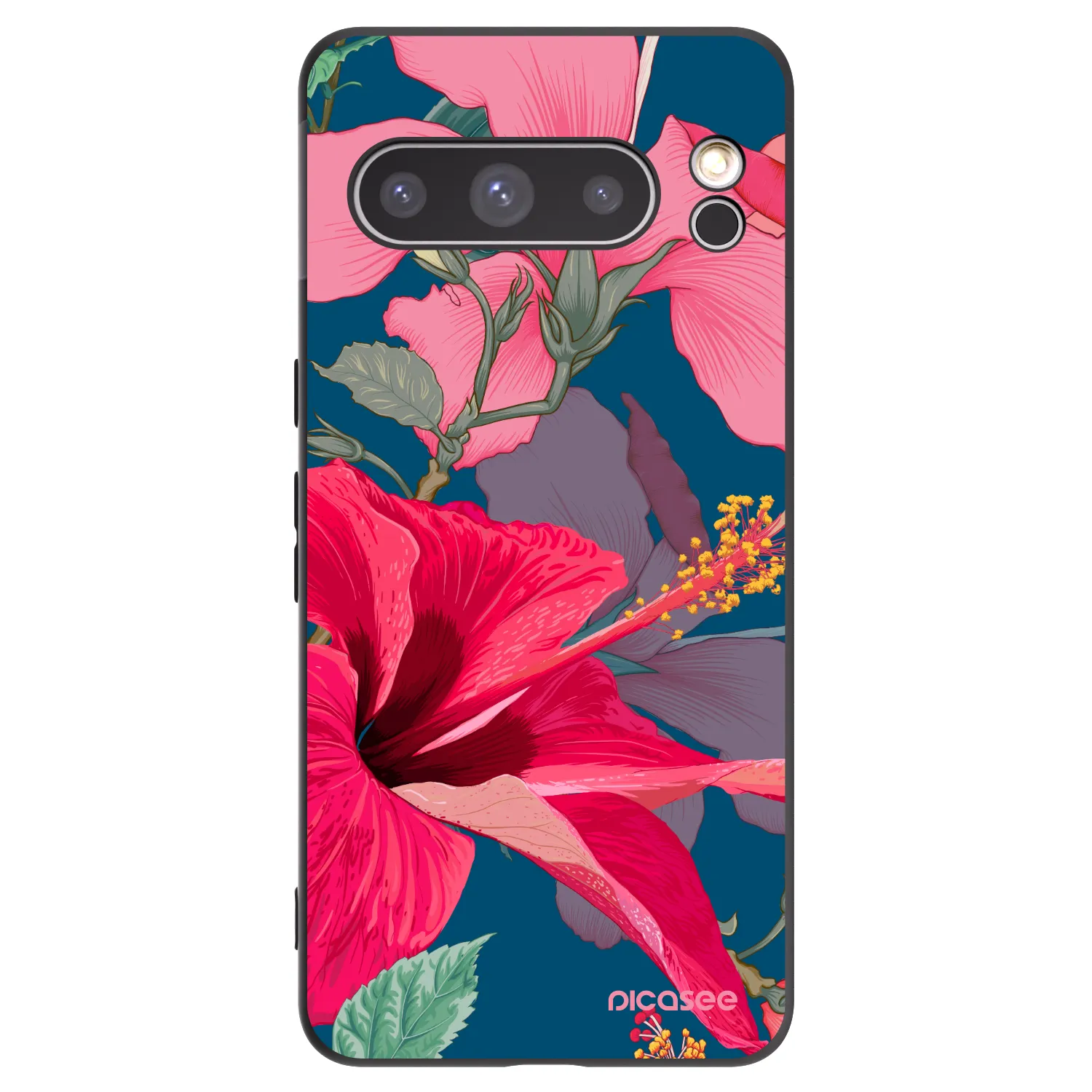 Picasee husă neagră din silicon pentru Google Pixel 8 Pro - Hibiscus