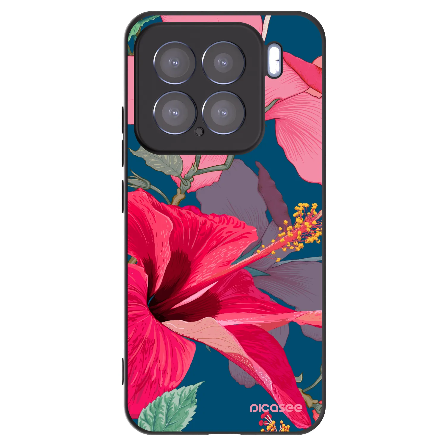Picasee husă neagră din silicon pentru Xiaomi 15 - Hibiscus