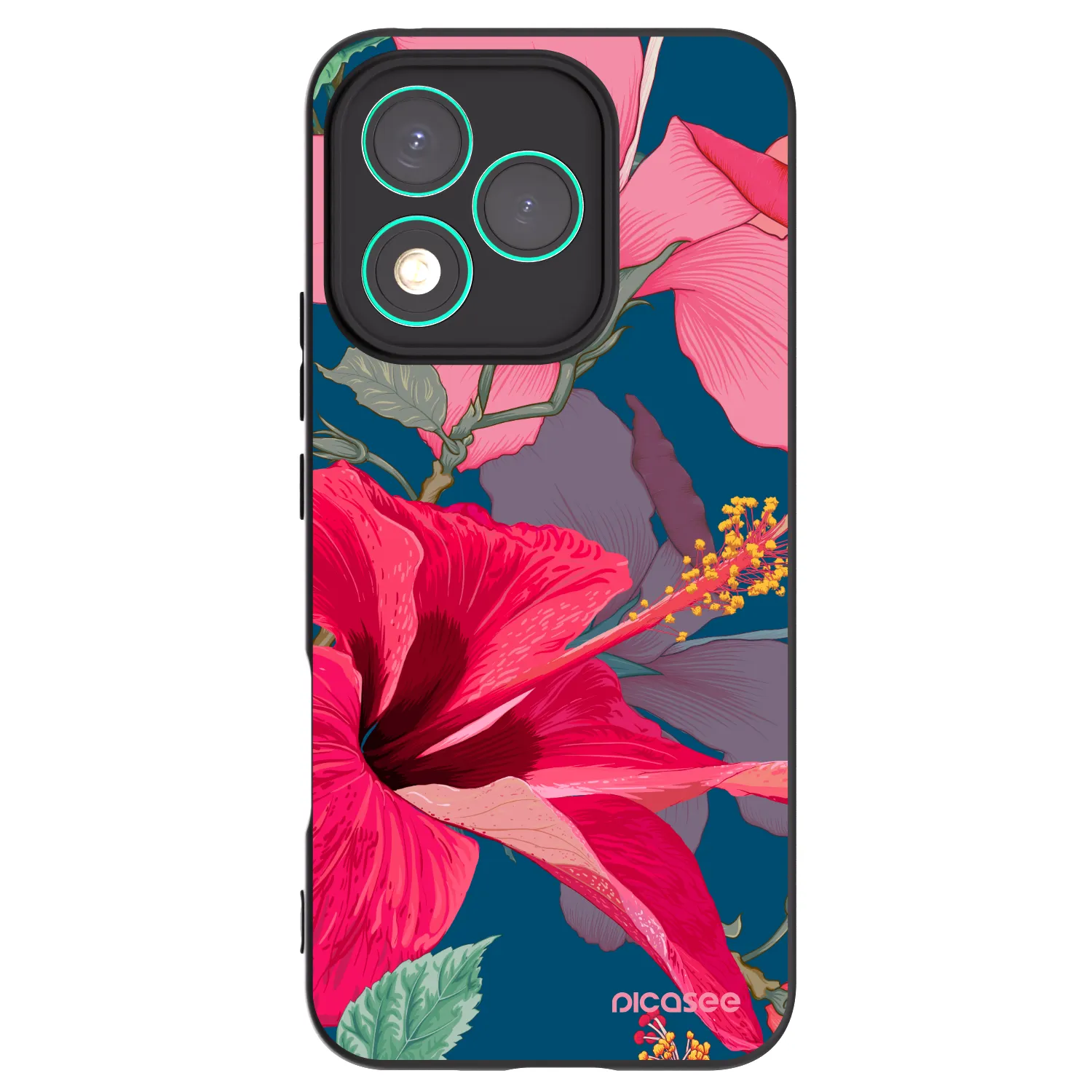 Picasee husă neagră din silicon pentru Honor 400 Lite 5G - Hibiscus