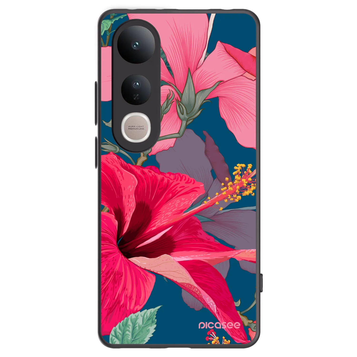Picasee husă neagră din silicon pentru Vivo V50 Lite 5G - Hibiscus