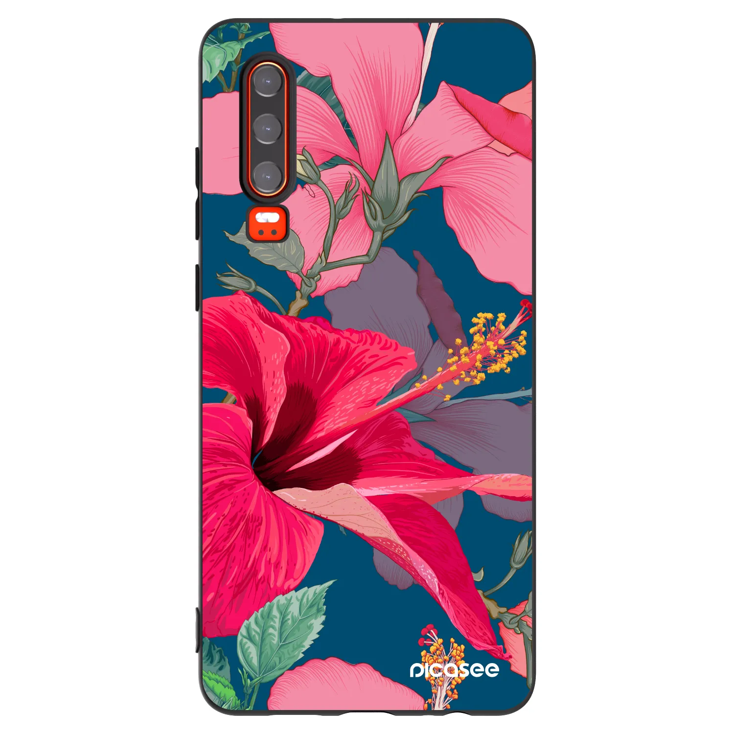 Picasee husă neagră din silicon pentru Huawei P30 - Hibiscus