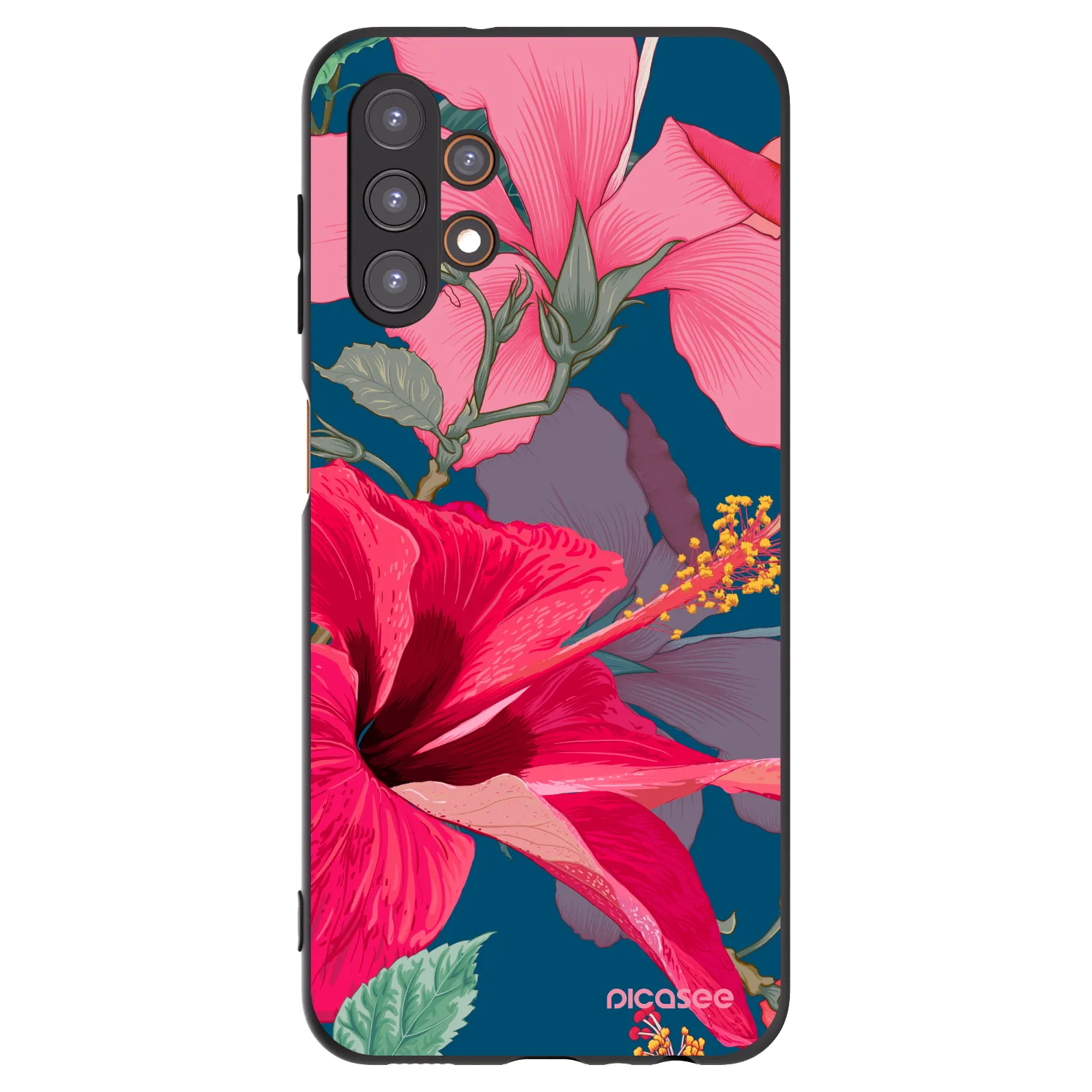 Picasee husă neagră din silicon pentru Samsung Galaxy A13 5G - Hibiscus