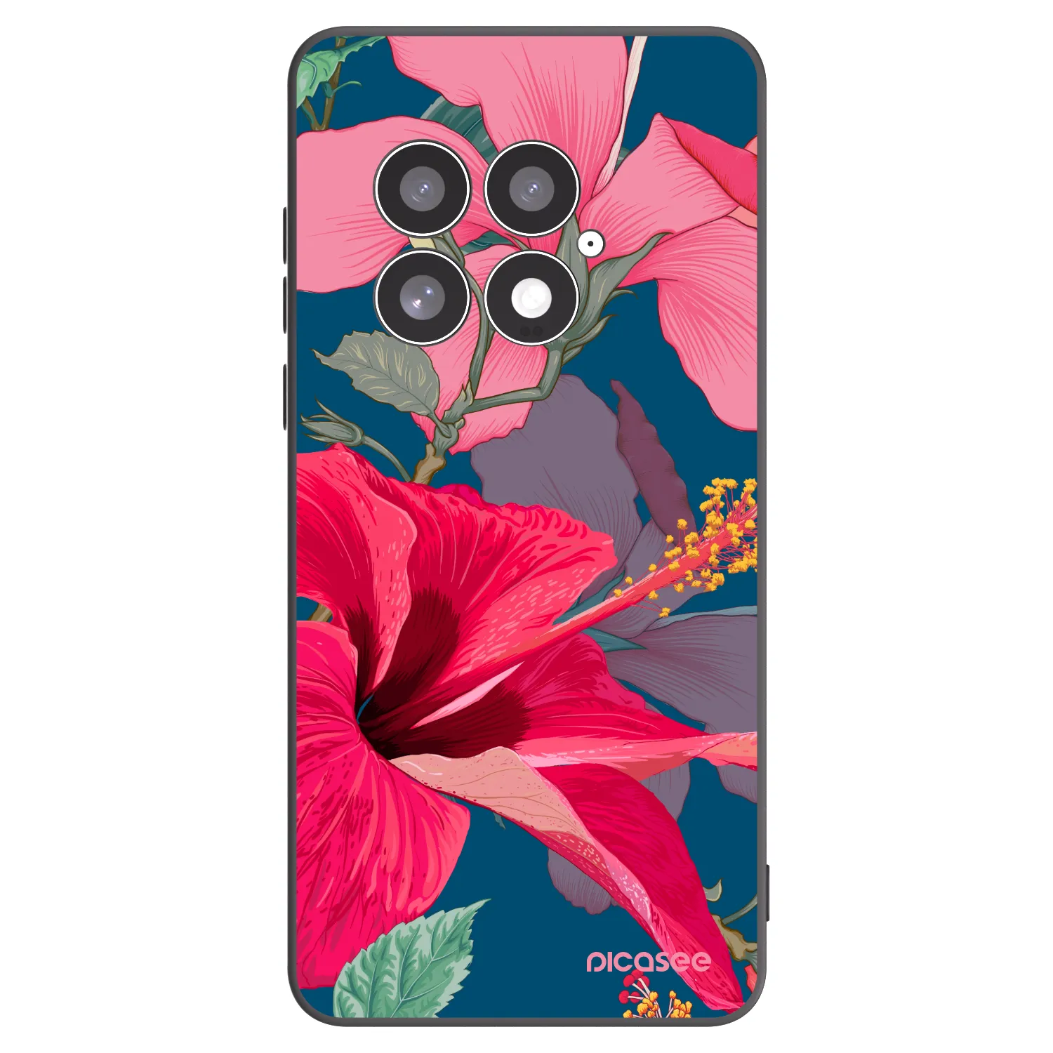 Picasee husă neagră din silicon pentru OnePlus 13 5G - Hibiscus