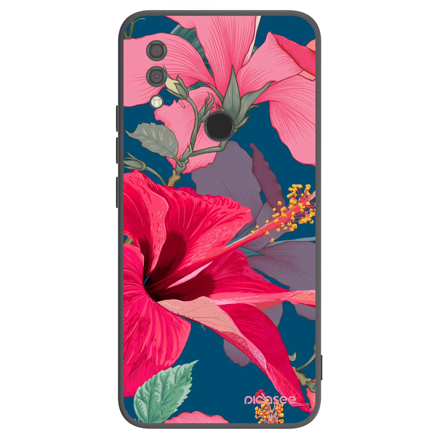 Picasee husă neagră din silicon pentru Xiaomi Redmi 7 - Hibiscus