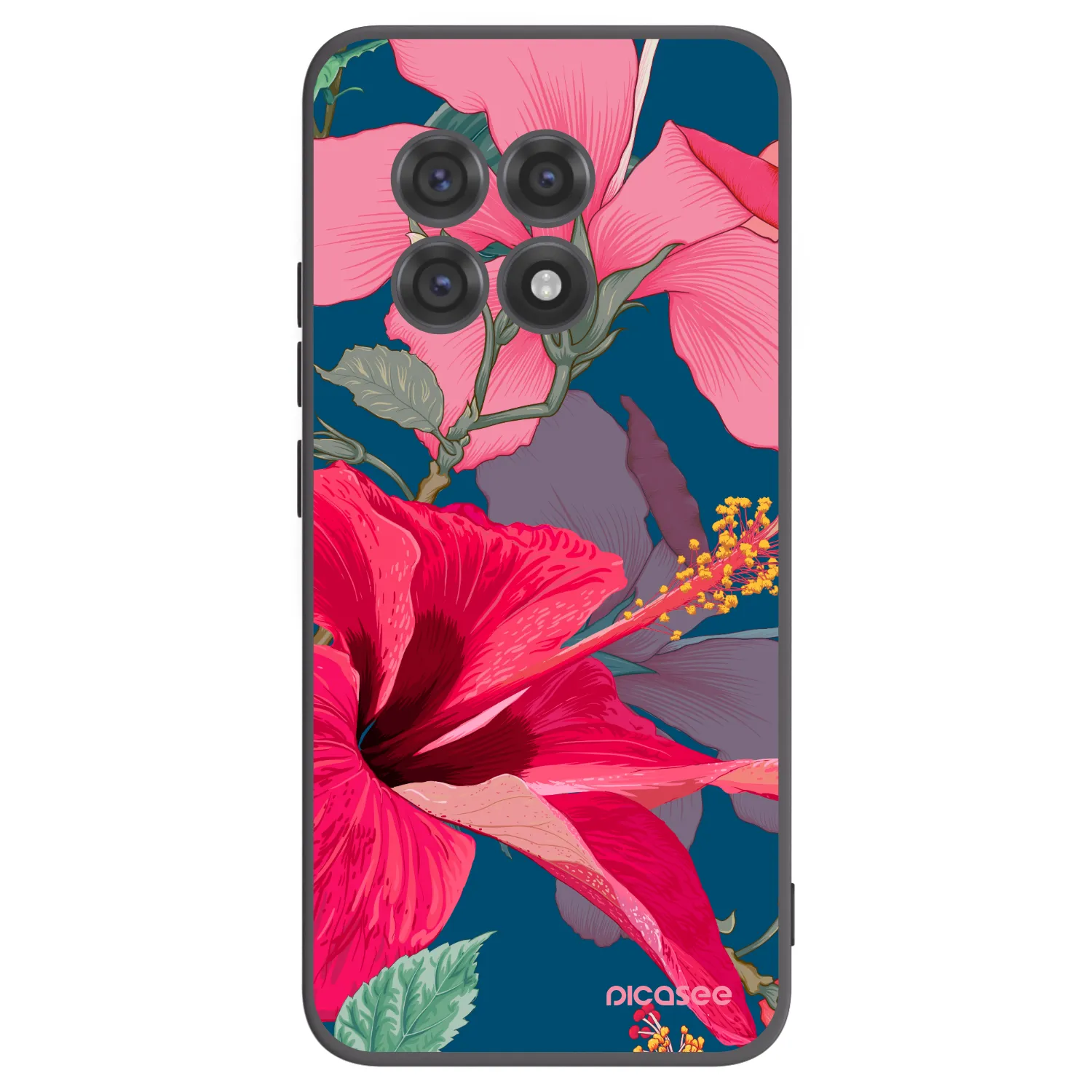 Picasee husă neagră din silicon pentru OnePlus 13R 5G - Hibiscus