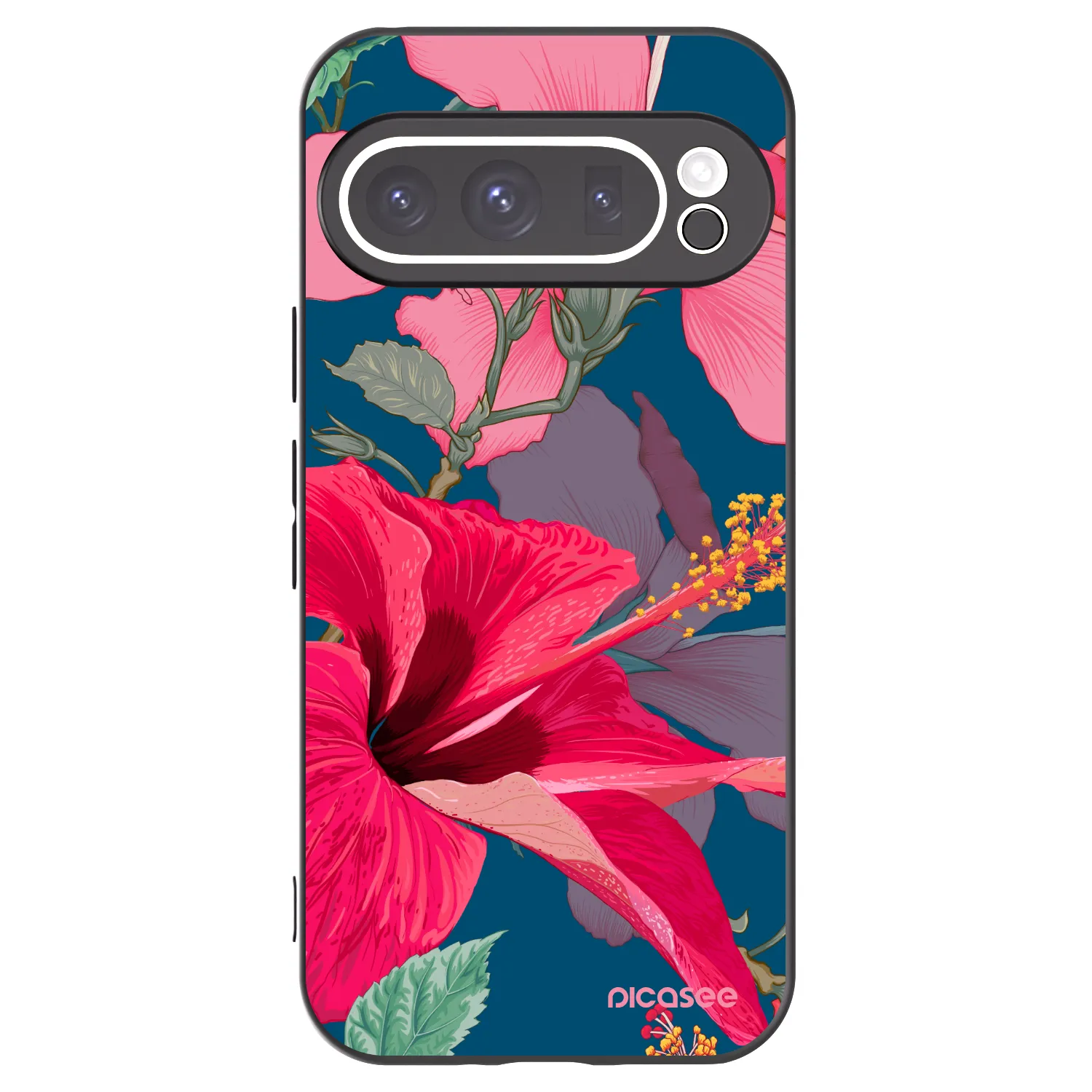 Picasee husă neagră din silicon pentru Google Pixel 9 Pro XL - Hibiscus