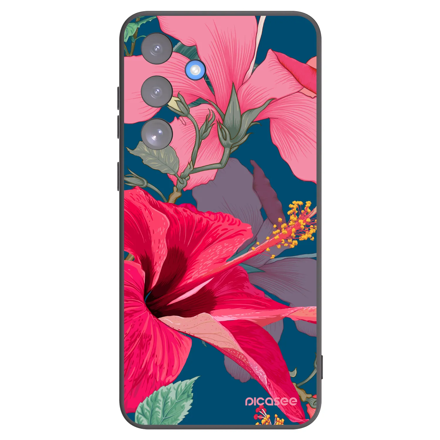 Picasee husă neagră din silicon pentru Samsung Galaxy S25 FE 5G - Hibiscus