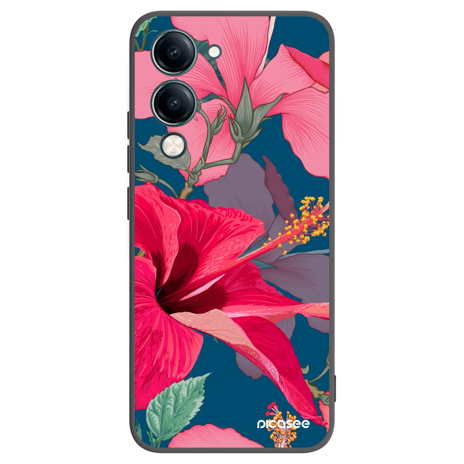 Picasee husă neagră din silicon pentru Vivo Y29s 5G - Hibiscus