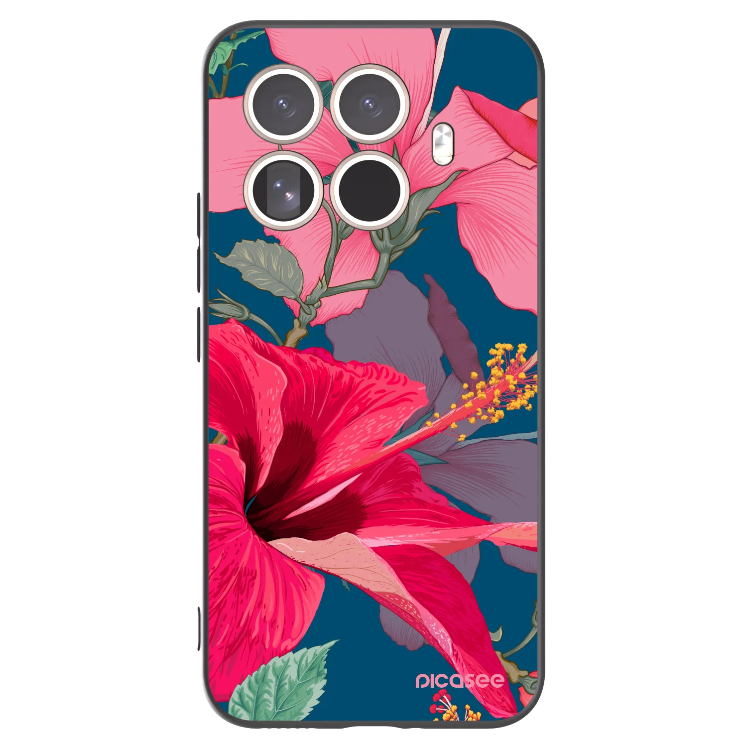 Picasee husă neagră din silicon pentru Xiaomi 15T Pro - Hibiscus