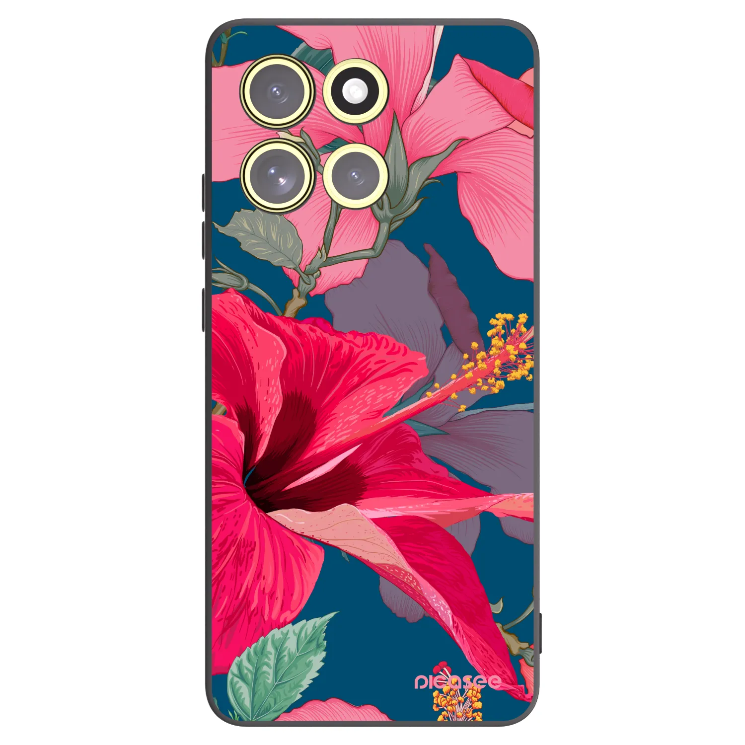 Picasee husă neagră din silicon pentru Motorola Moto G86 Power 5G - Hibiscus