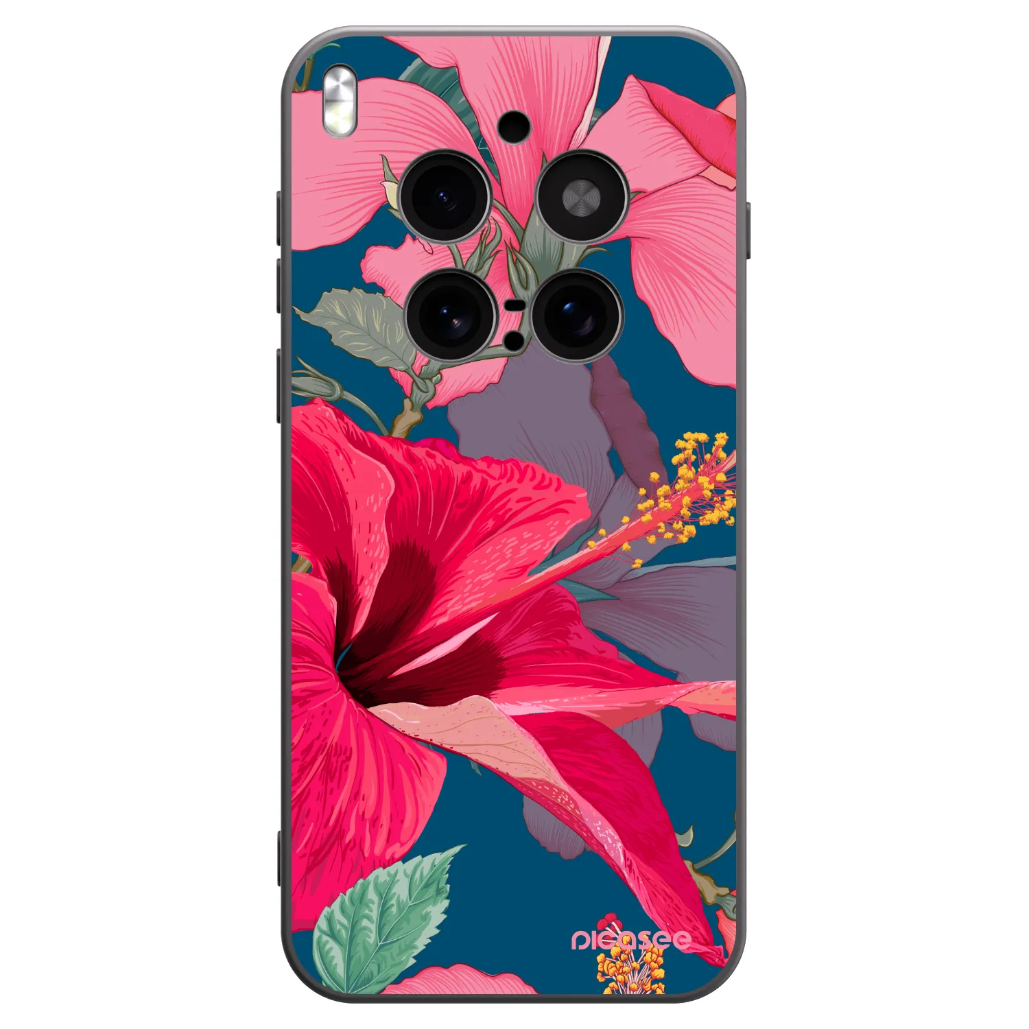 Picasee husă neagră din silicon pentru Vivo X300 Pro - Hibiscus