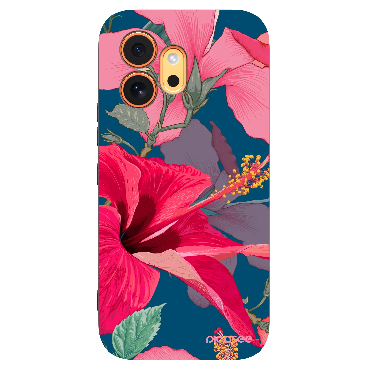 Picasee husă neagră din silicon pentru Honor 600 - Hibiscus
