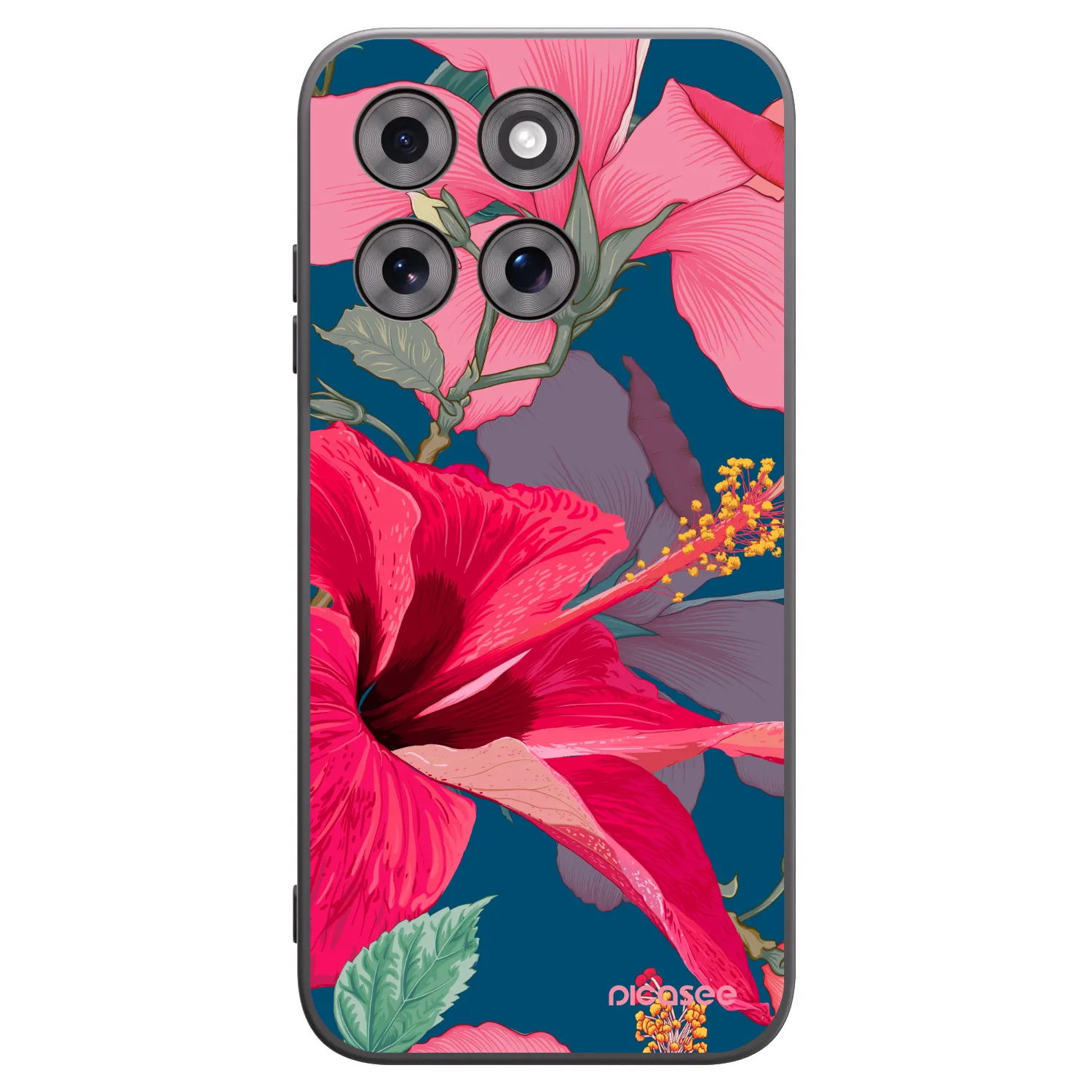 Picasee husă neagră din silicon pentru Motorola Moto G77 - Hibiscus