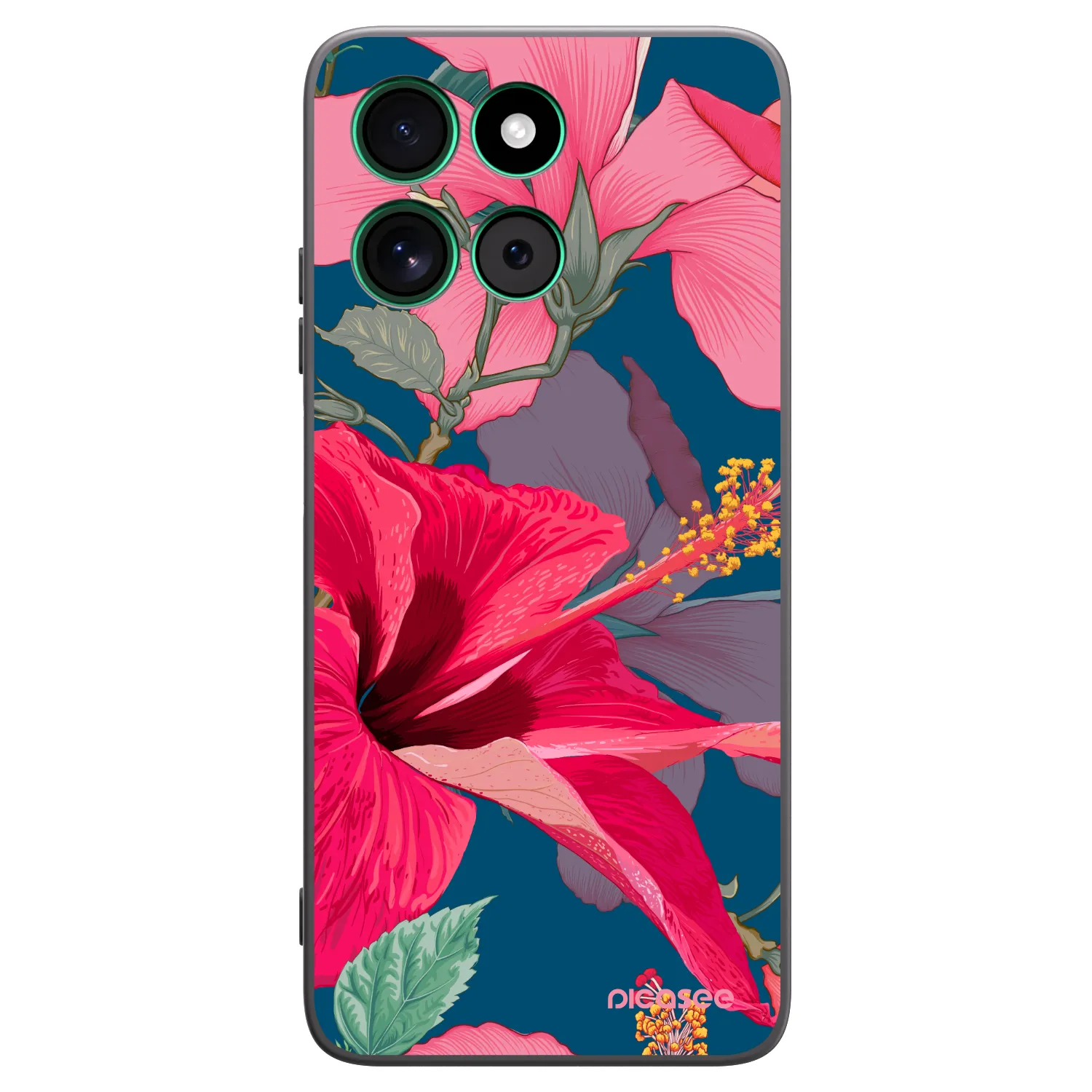Picasee husă neagră din silicon pentru Motorola Moto G57 Power - Hibiscus