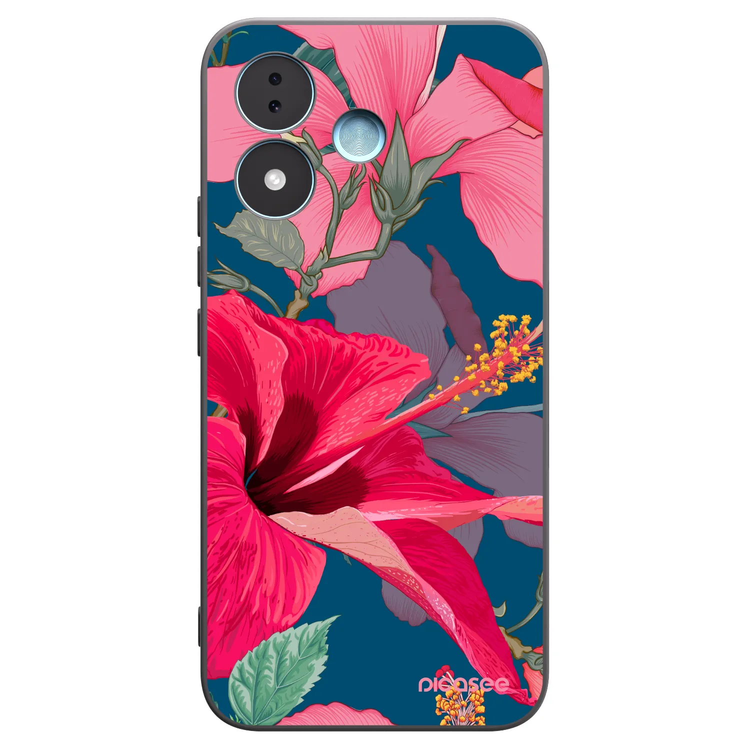 Picasee husă neagră din silicon pentru Xiaomi Redmi Note 17 5G - Hibiscus
