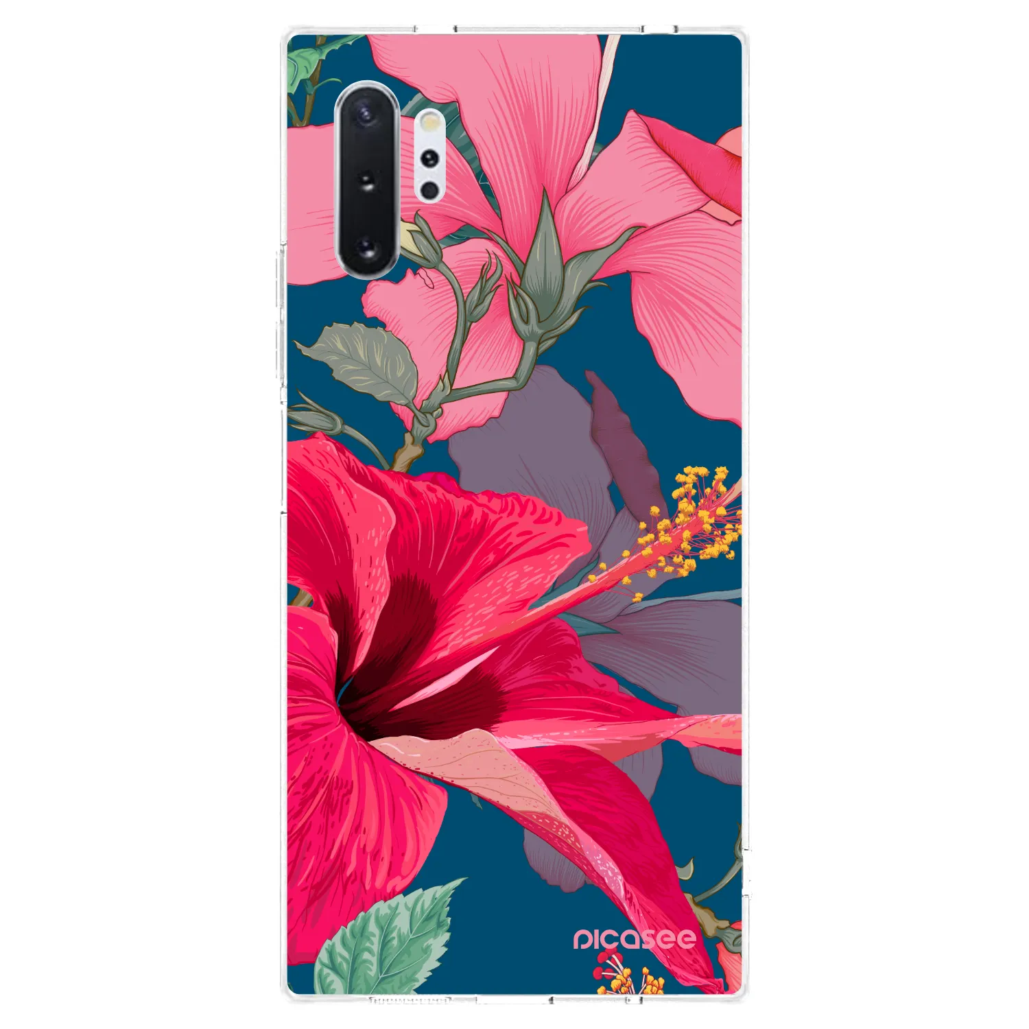 Picasee husă transparentă din silicon pentru Samsung Galaxy Note 10+ N975F - Hibiscus
