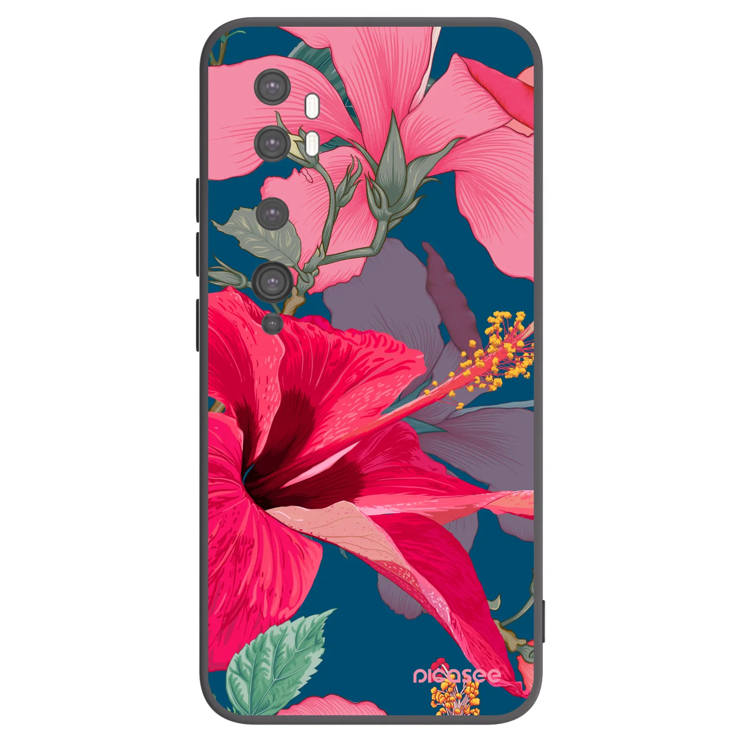 Picasee husă neagră din silicon pentru Xiaomi Mi Note 10 (Pro) - Hibiscus