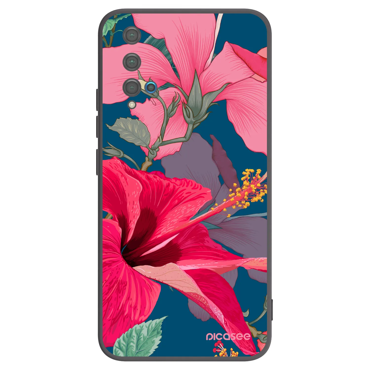 Picasee husă neagră din silicon pentru Huawei Nova 5T - Hibiscus