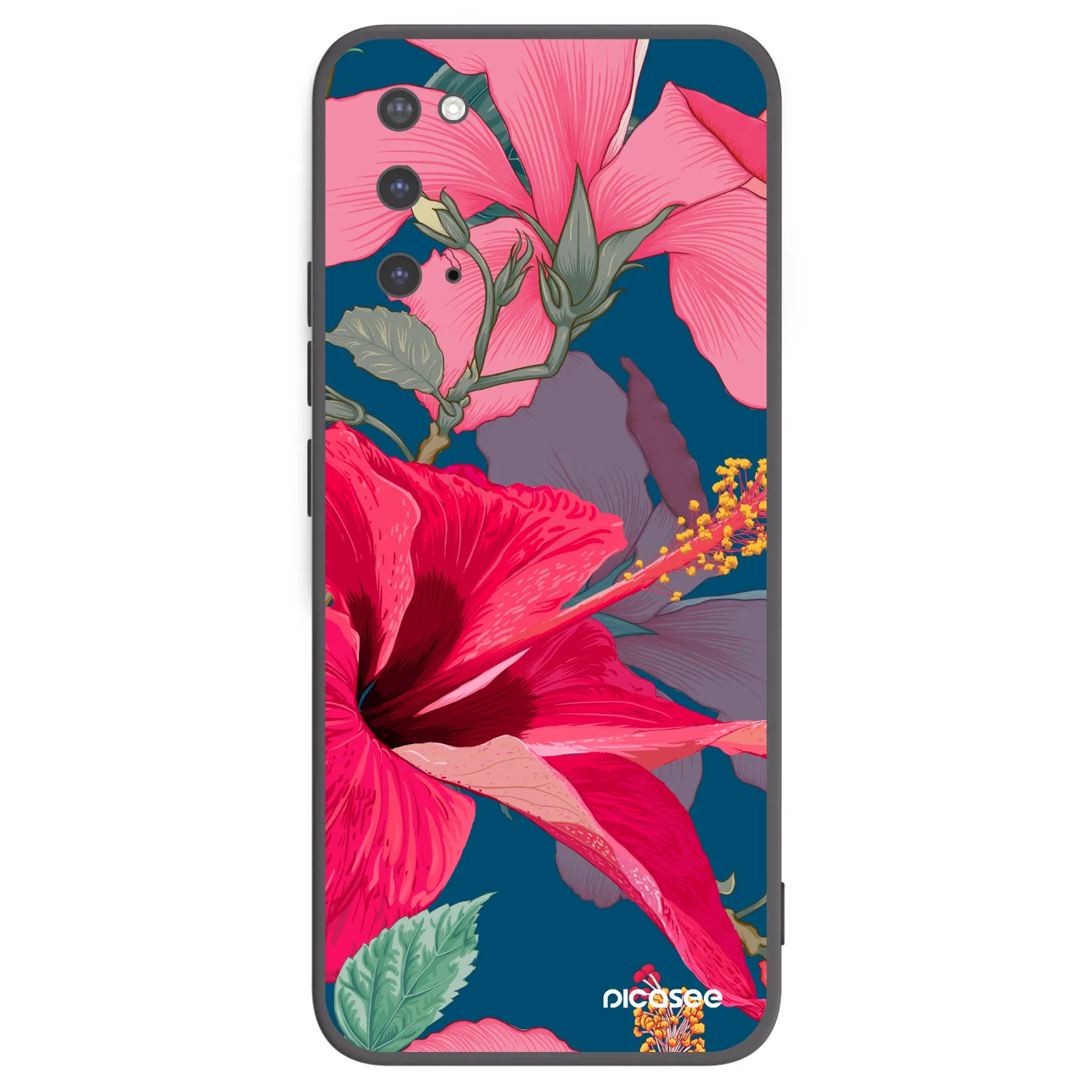 Picasee husă neagră din silicon pentru Samsung Galaxy S20 G980F - Hibiscus