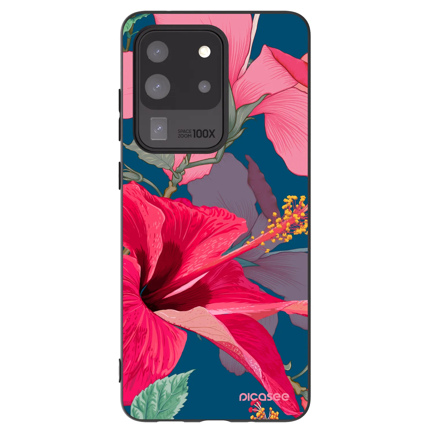 Picasee husă neagră din silicon pentru Samsung Galaxy S20 Ultra 5G G988F - Hibiscus