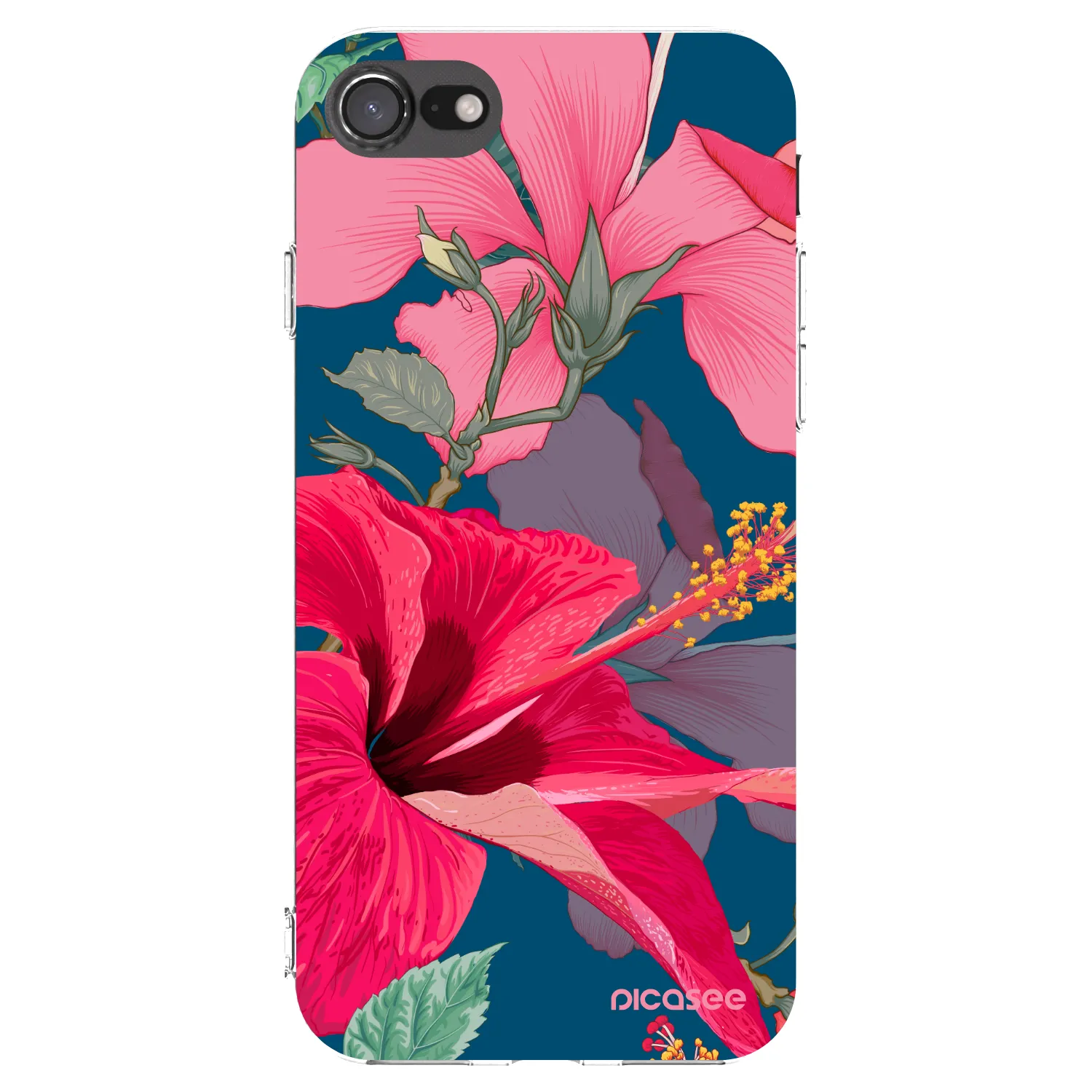 Picasee husă transparentă din silicon pentru Apple iPhone SE 2020 - Hibiscus