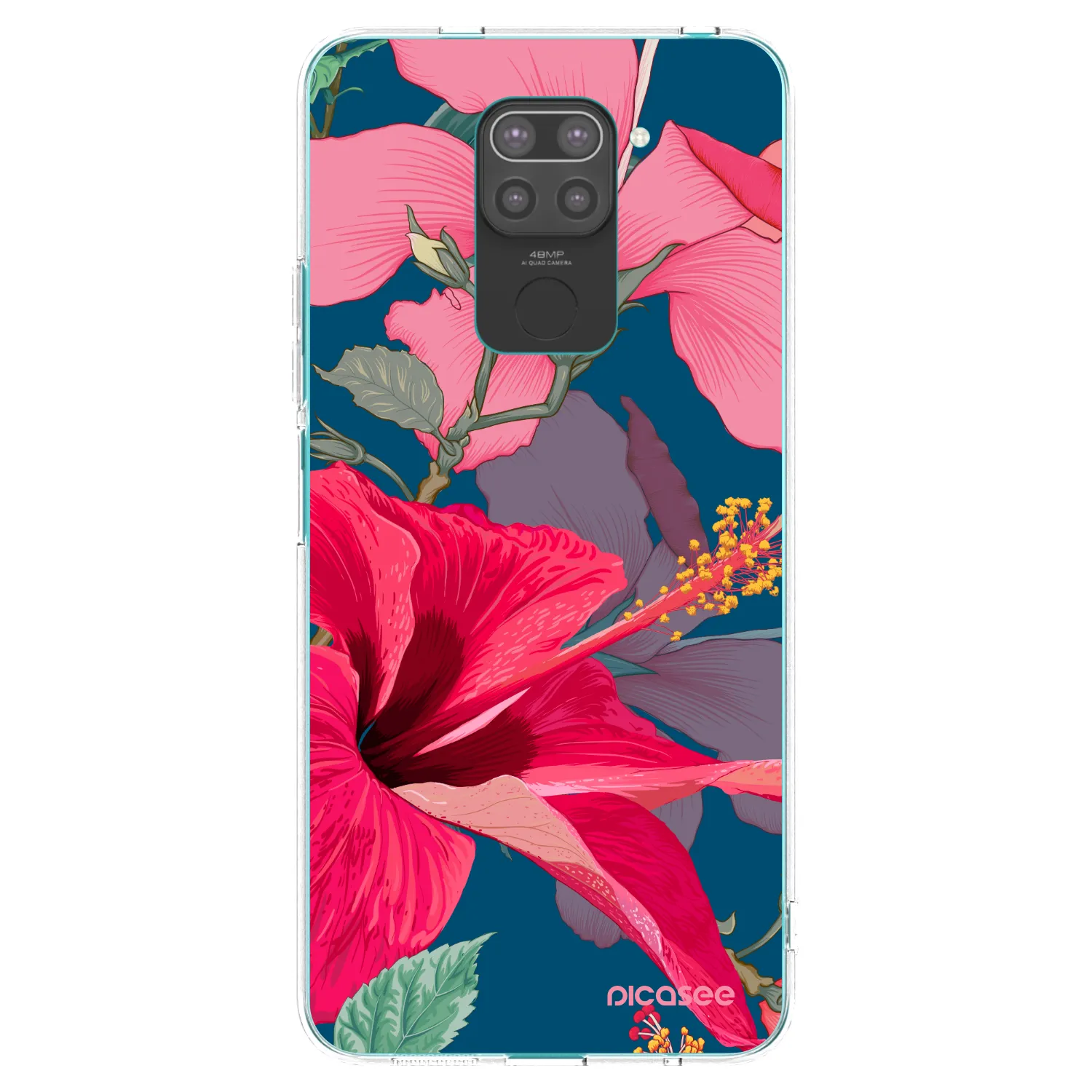 Picasee husă neagră din silicon pentru Xiaomi Redmi Note 9 - Hibiscus