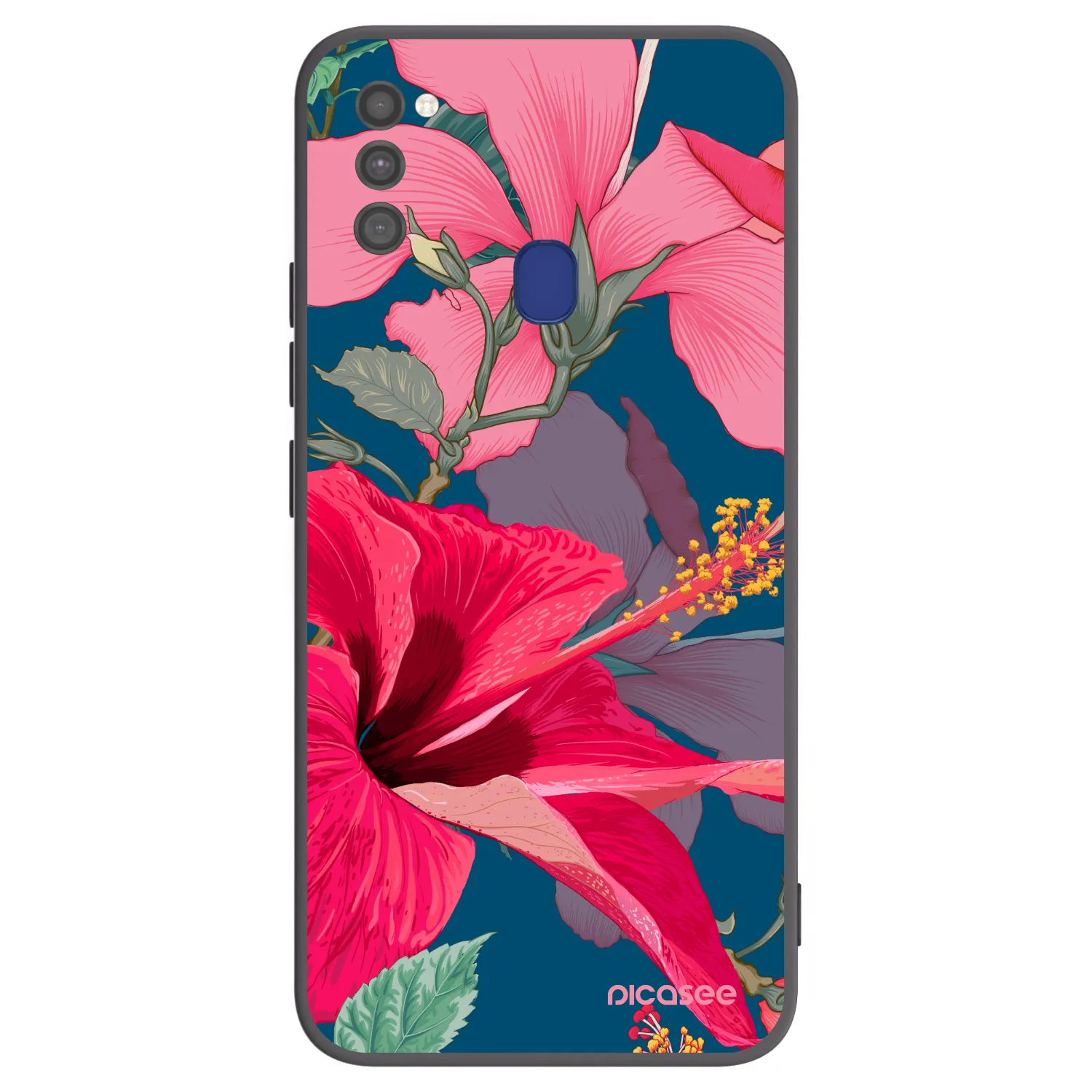 Picasee husă neagră din silicon pentru Samsung Galaxy M21 M215F - Hibiscus