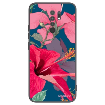 Picasee husă neagră din silicon pentru Xiaomi Redmi 9 - Hibiscus