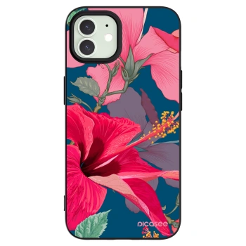 Picasee husă neagră din silicon pentru Apple iPhone 12 Pro - Hibiscus