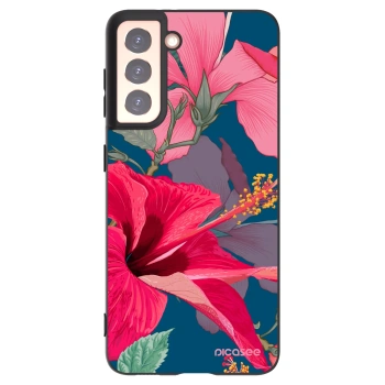 Picasee husă neagră din silicon pentru Samsung Galaxy S21 5G G991B - Hibiscus