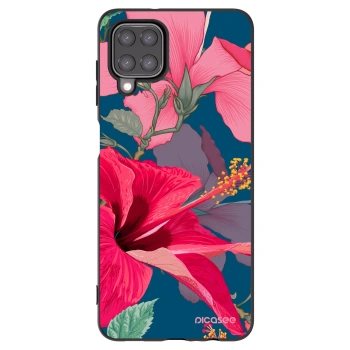 Picasee husă neagră din silicon pentru Samsung Galaxy A12 A125F - Hibiscus