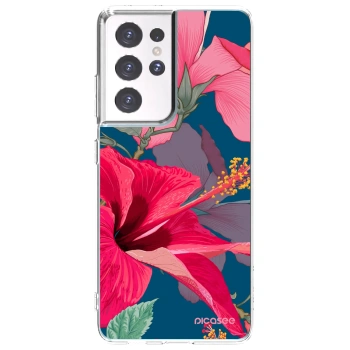 Picasee husă transparentă din silicon pentru Samsung Galaxy S21 Ultra 5G G998B - Hibiscus