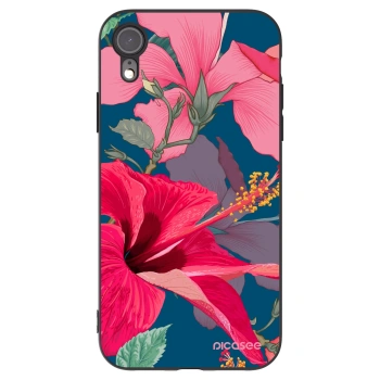 Picasee husă neagră din silicon pentru Apple iPhone XR - Hibiscus