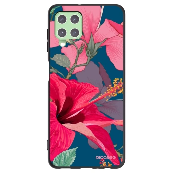 Picasee husă neagră din silicon pentru Samsung Galaxy A22 A225F 4G - Hibiscus