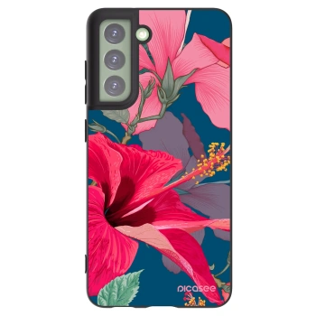 Picasee husă neagră din silicon pentru Samsung Galaxy S21 FE 5G - Hibiscus