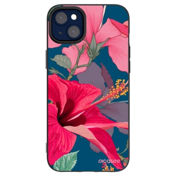Picasee husă neagră din silicon pentru Apple iPhone 14 Plus - Hibiscus