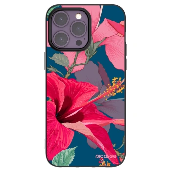 Picasee husă neagră din silicon pentru Apple iPhone 14 Pro Max - Hibiscus