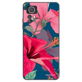 Picasee husă neagră din silicon pentru Xiaomi Redmi Note 12S - Hibiscus