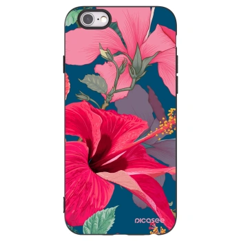 Picasee husă neagră din silicon pentru Apple iPhone 6/6S - Hibiscus