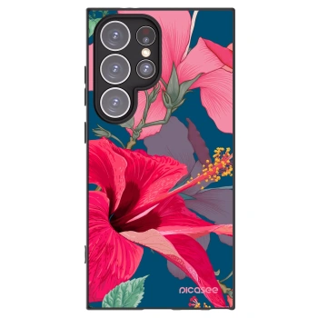 Picasee husă neagră din silicon pentru Samsung Galaxy S24 Ultra S928B 5G - Hibiscus
