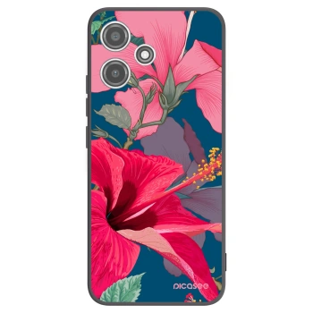 Picasee husă neagră din silicon pentru Xiaomi Redmi 12 5G - Hibiscus