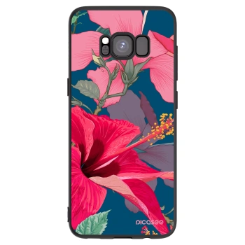 Picasee husă neagră din silicon pentru Samsung Galaxy S8 G950F - Hibiscus