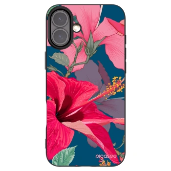Picasee husă neagră din silicon pentru Apple iPhone 16 Plus - Hibiscus