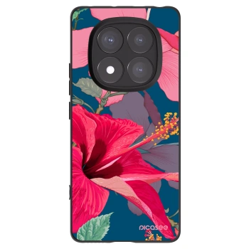 Picasee husă neagră din silicon pentru Xiaomi Redmi Note 14 Pro 5G - Hibiscus