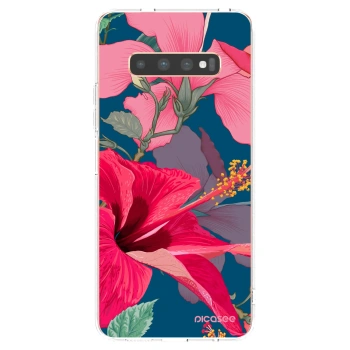 Picasee husă transparentă din silicon pentru Samsung Galaxy S10 Plus G975 - Hibiscus