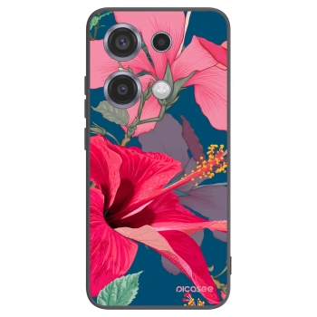 Picasee husă neagră din silicon pentru Xiaomi Redmi Note 14S - Hibiscus