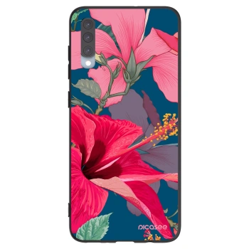 Picasee husă neagră din silicon pentru Samsung Galaxy A70 A705F - Hibiscus